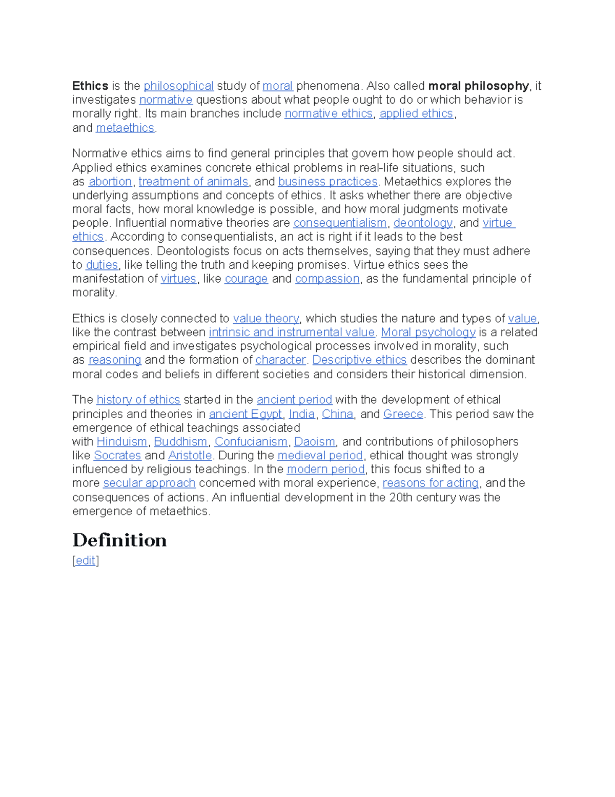 Ethics (PHIL 101) - Lecture Notes on Moral Philosophy and Theories ...