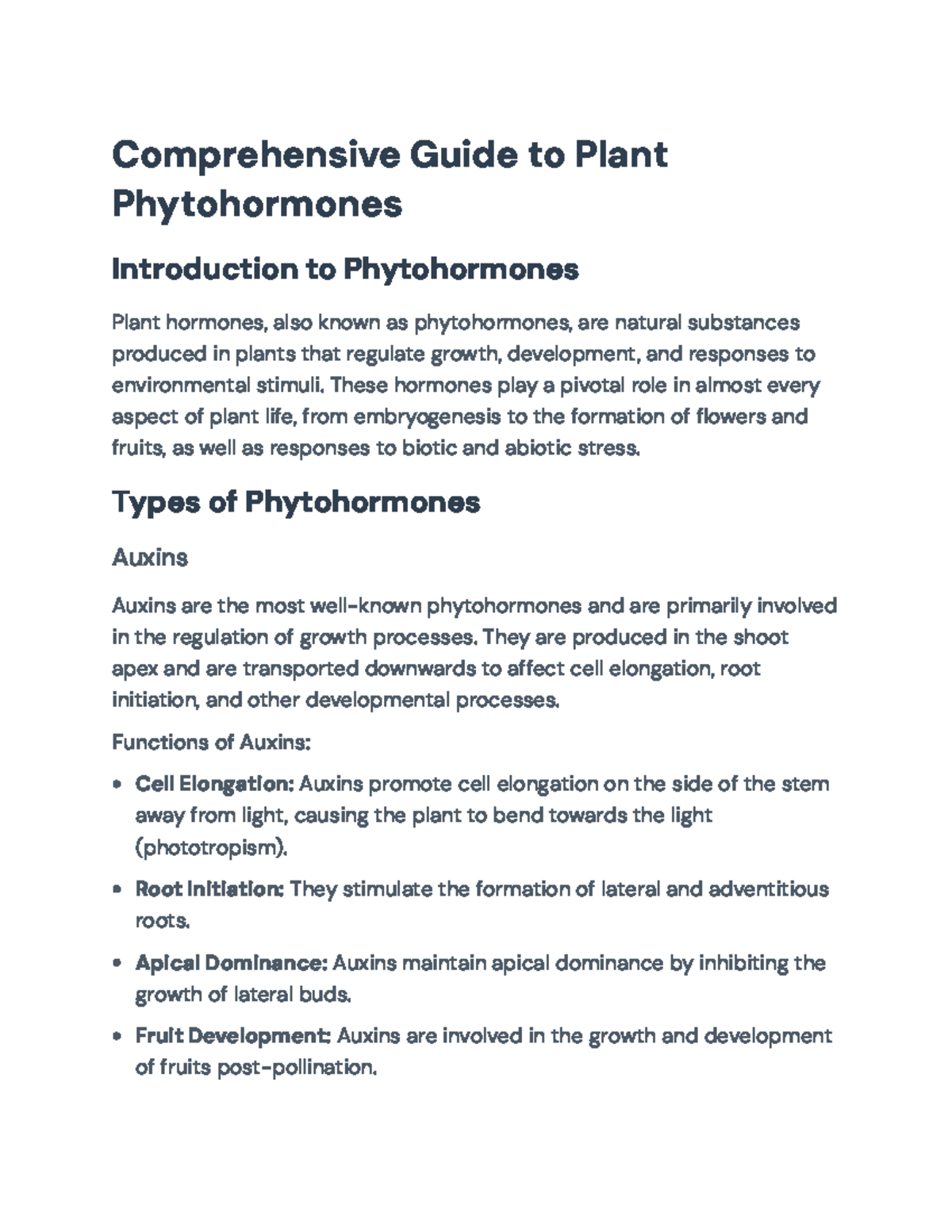 Comprehensive Guide to Plant Phytohormones and Their Functions ...