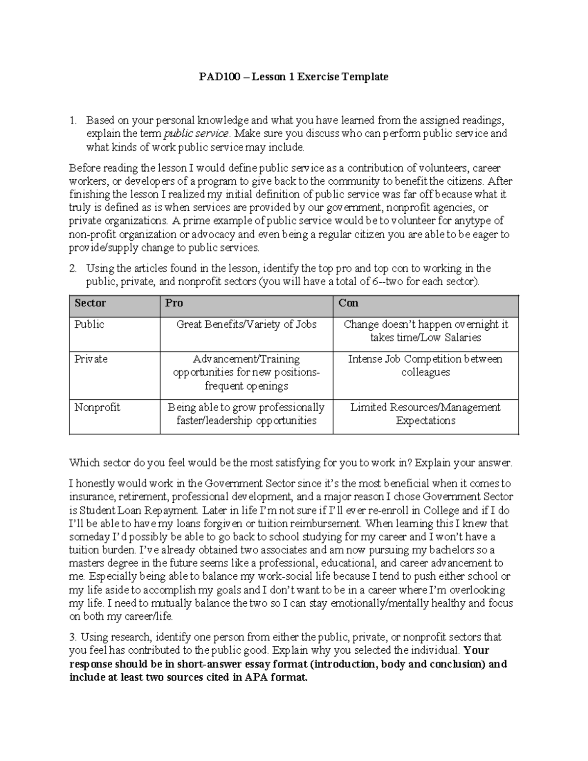 PAD100 Lesson 1 Exercise - PAD100 – Lesson 1 Exercise Template Based on ...