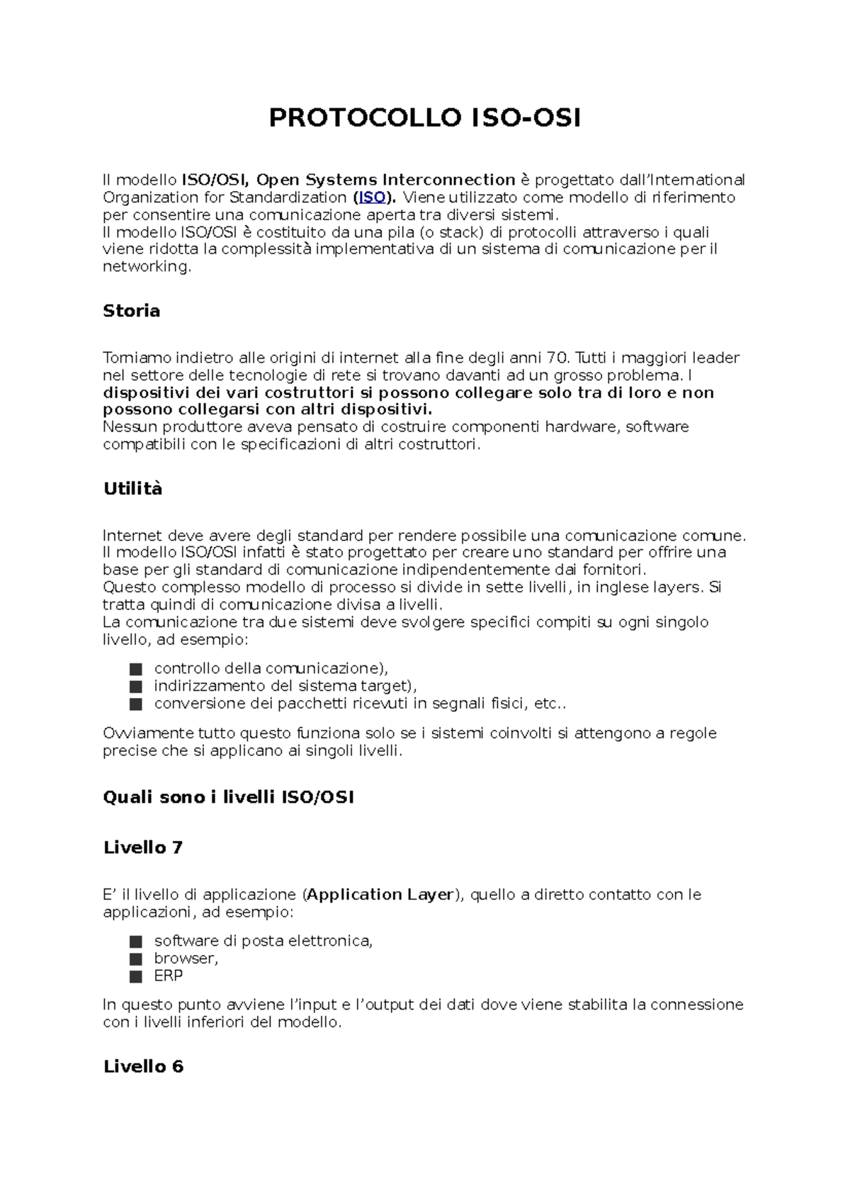 Protocollo ISO-OSI: Analisi Completa di Ogni Livello e Funzioni - Studocu