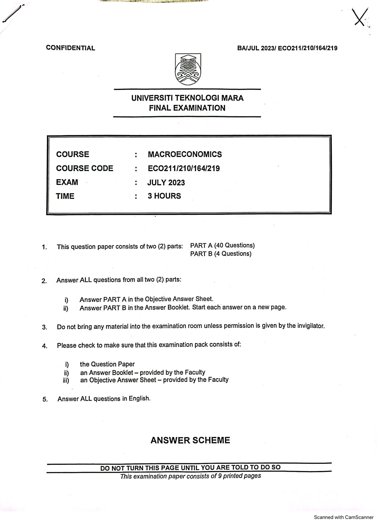 Final Exam Answers For Eco211 July 2023 Macroeconomics Studocu