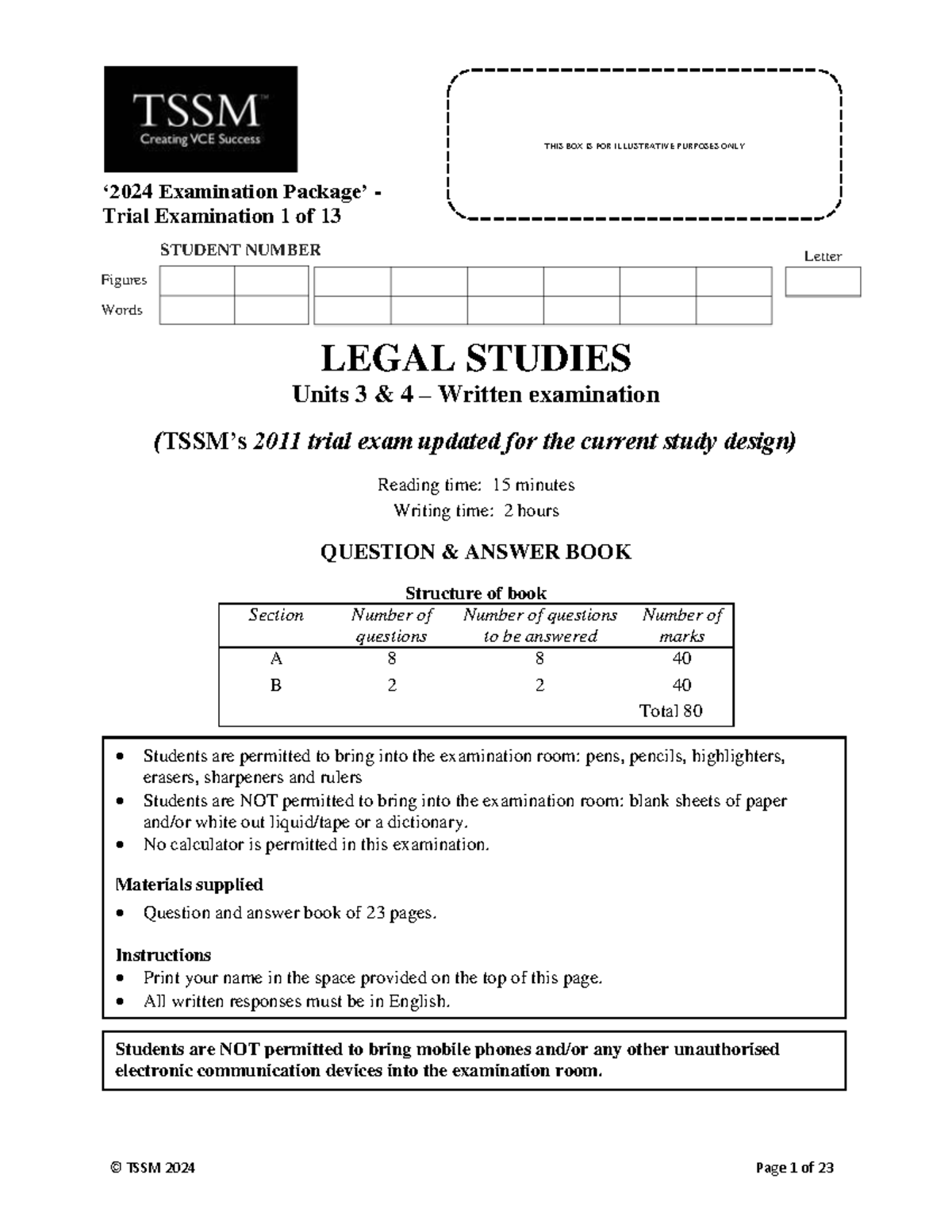 TSSM 2024 Trial Exam - Legal Studies Units 3 & 4 - Studocu