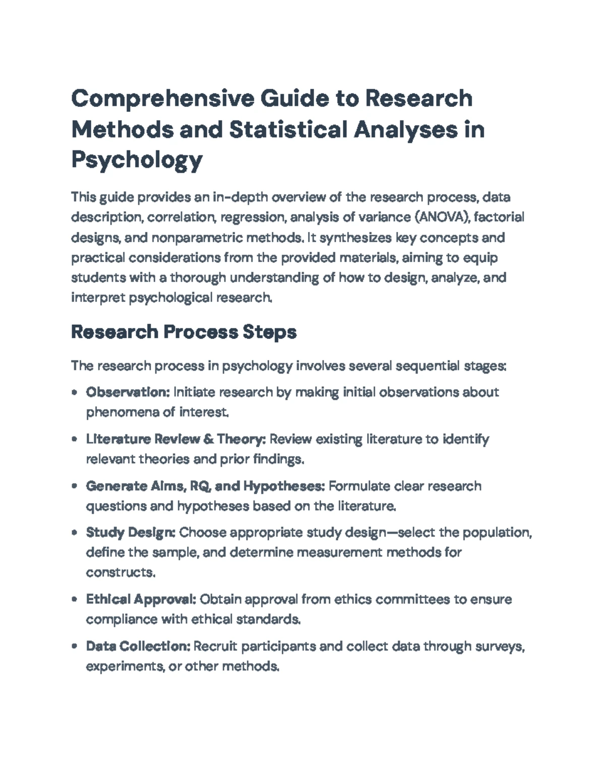 Comprehensive Guide to Research Methods & Stats in Psychology (PSY 101 ...