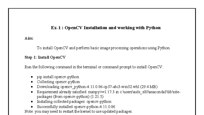 CV Lab Manual: OpenCV Installation & Basic Image Processing with Python ...