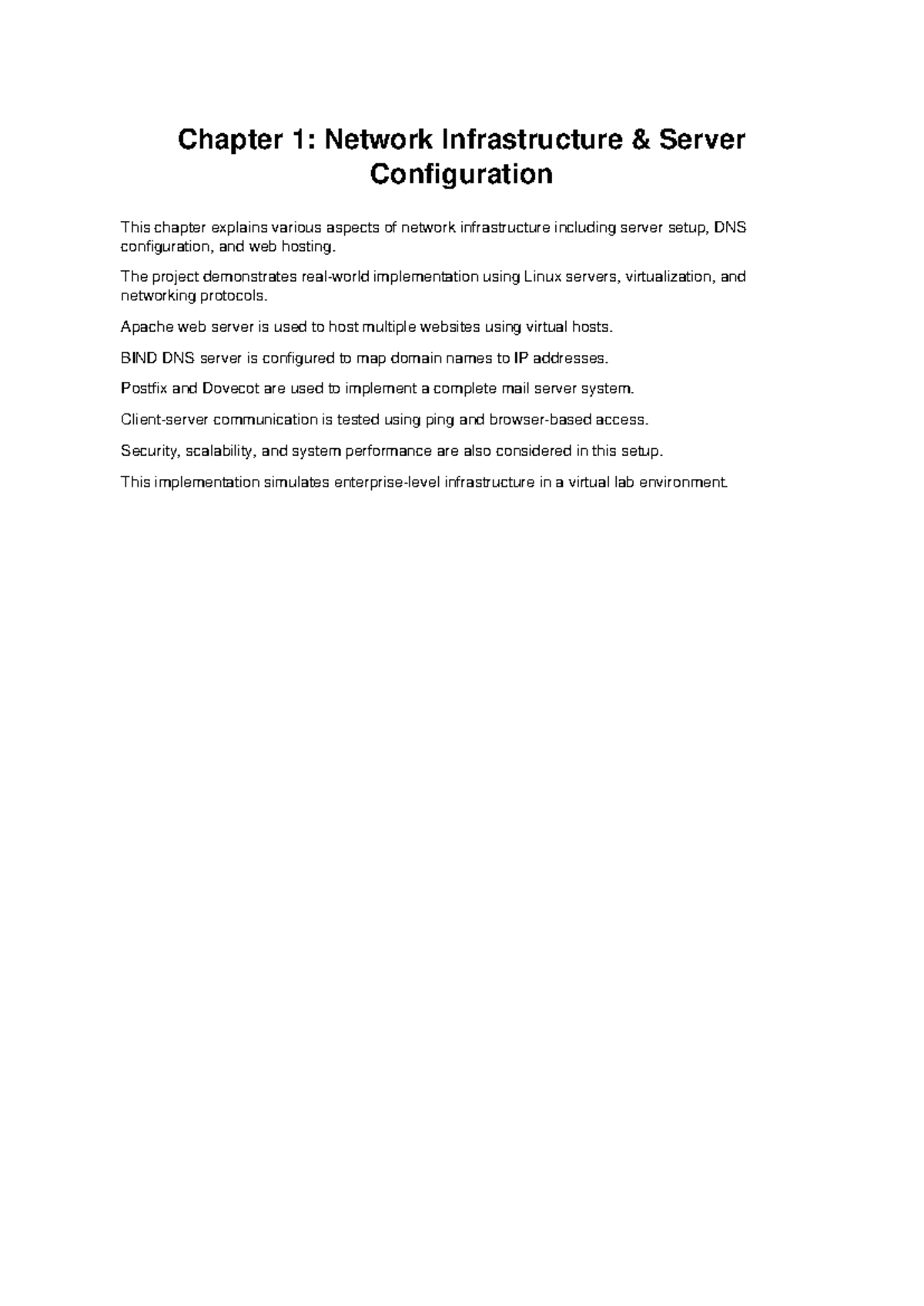 Network Project: Server Configuration & Infrastructure Overview - Studocu