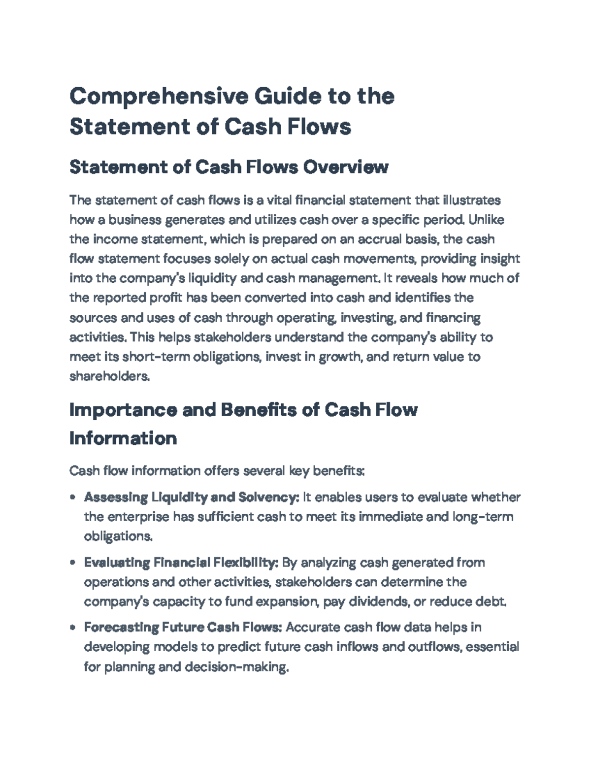 Comprehensive Guide to Preparing the Statement of Cash Flows (IAS 7 ...