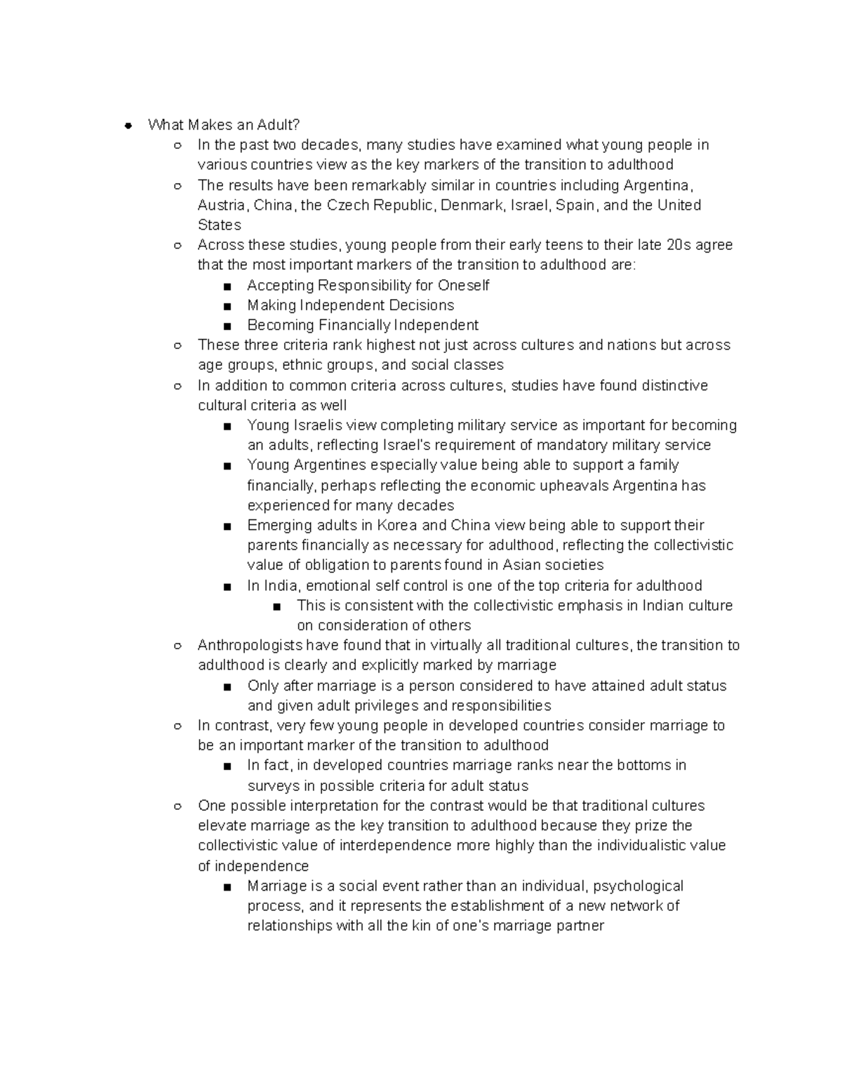 Chapter 10: Exploring Young Adulthood and Its Key Markers - Studocu