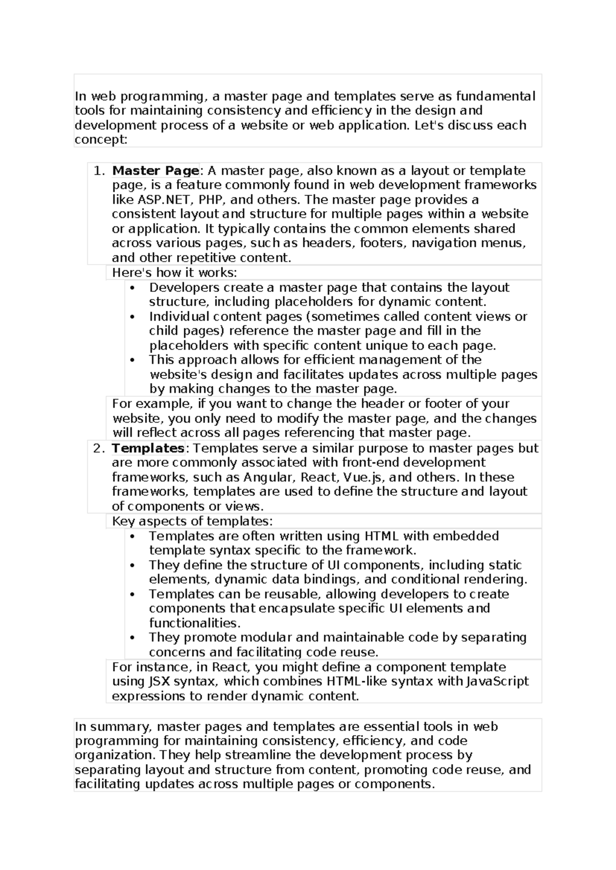 Masterpage - master page and templates - In web programming, a master ...