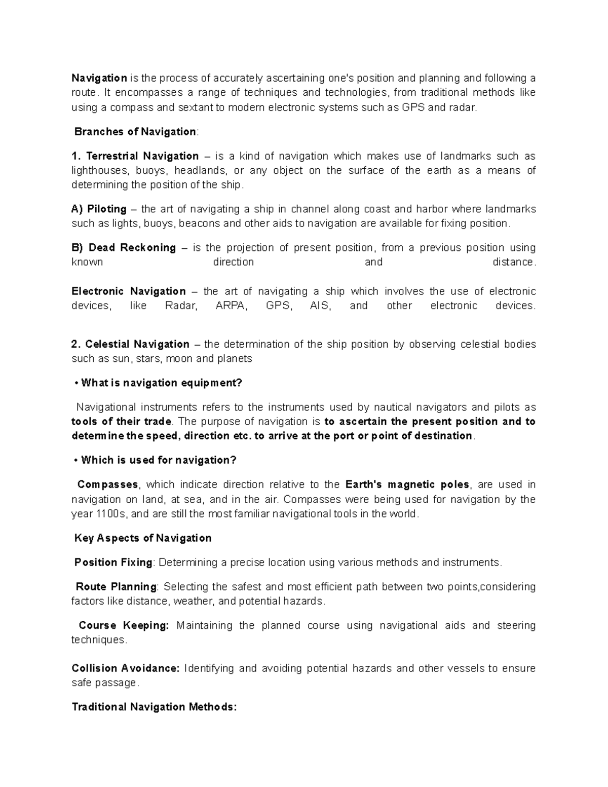 NAV1: Comprehensive Overview of Navigation Techniques and Instruments ...