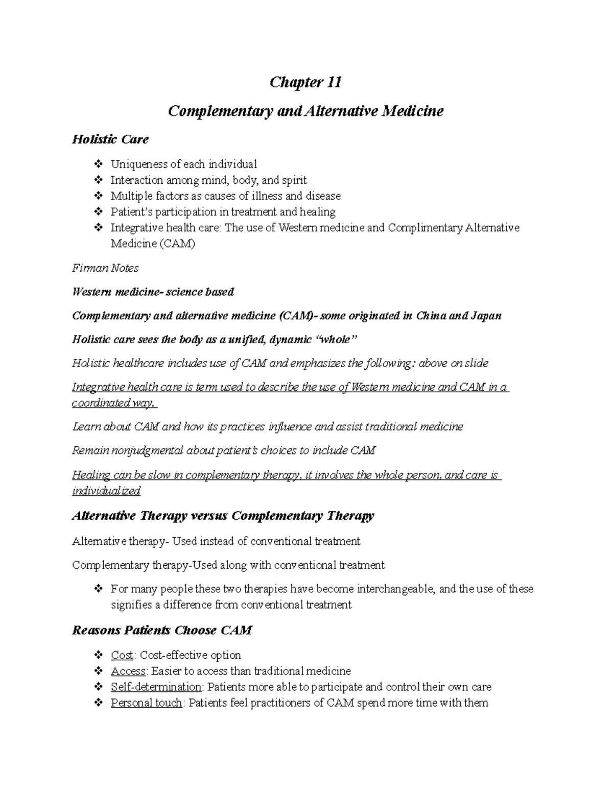 Chapter 11: Complementary and Alternative Medicine Insights and ...