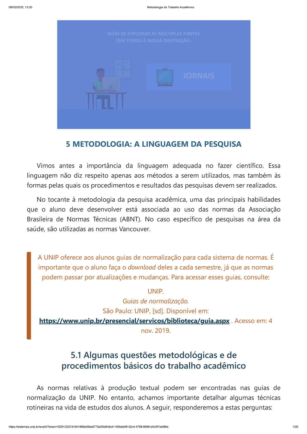 Metodologia do Trabalho Acadêmico - Metodologia e Normas ABNT 6 - Studocu