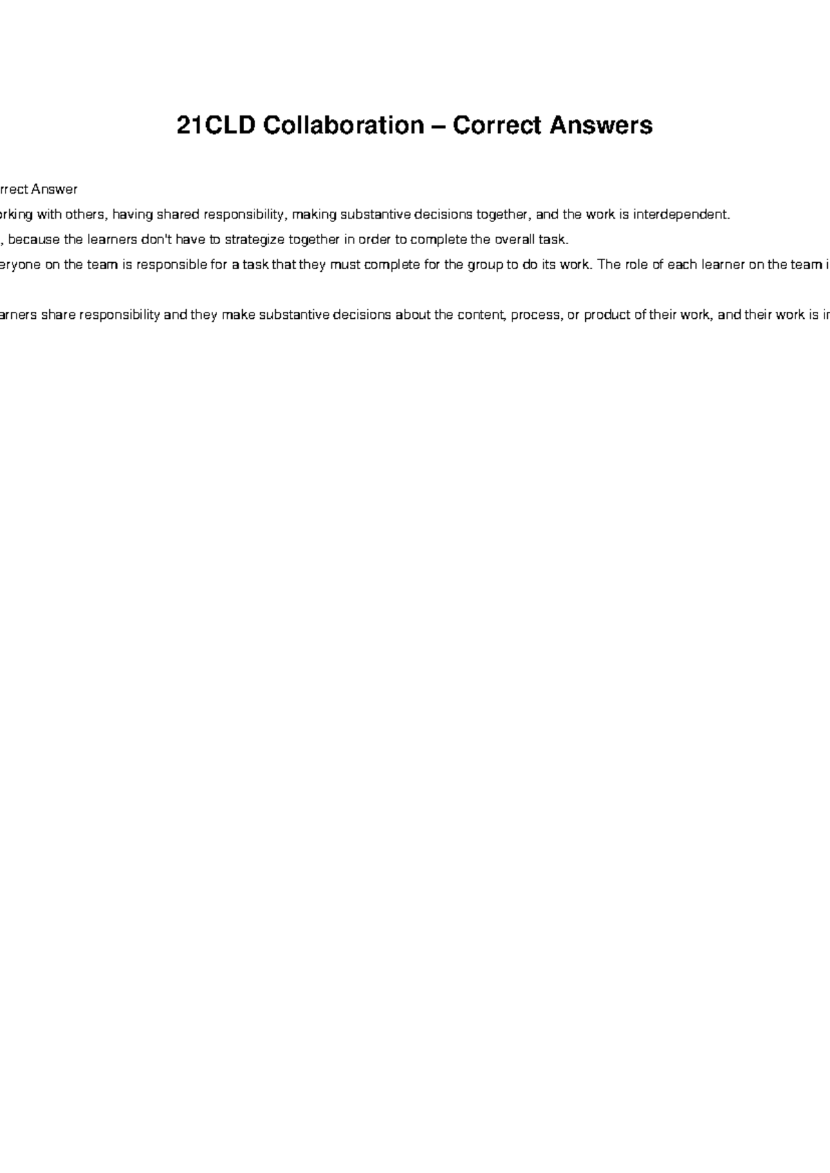 21CLD collaboration answers - education science - 21CLD Collaboration ...