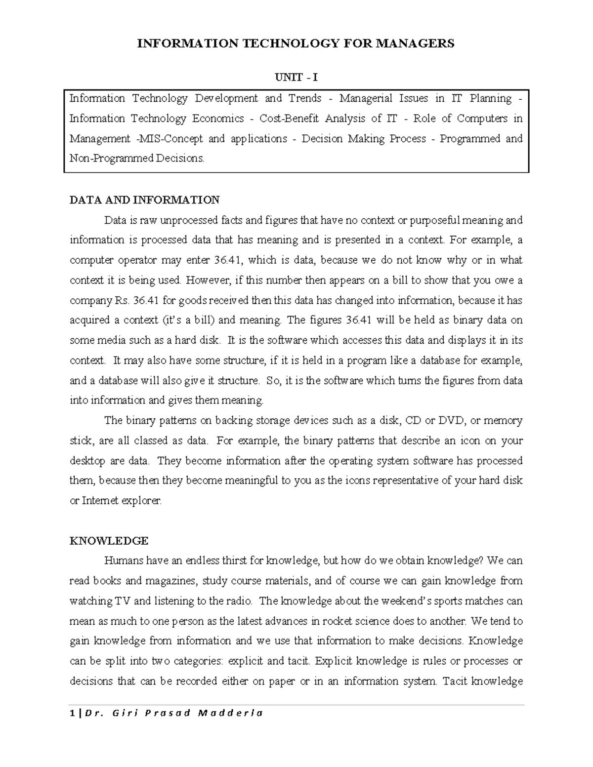 ITM 1-3 Notes: IT Development, Management, and Trends Overview - Studocu