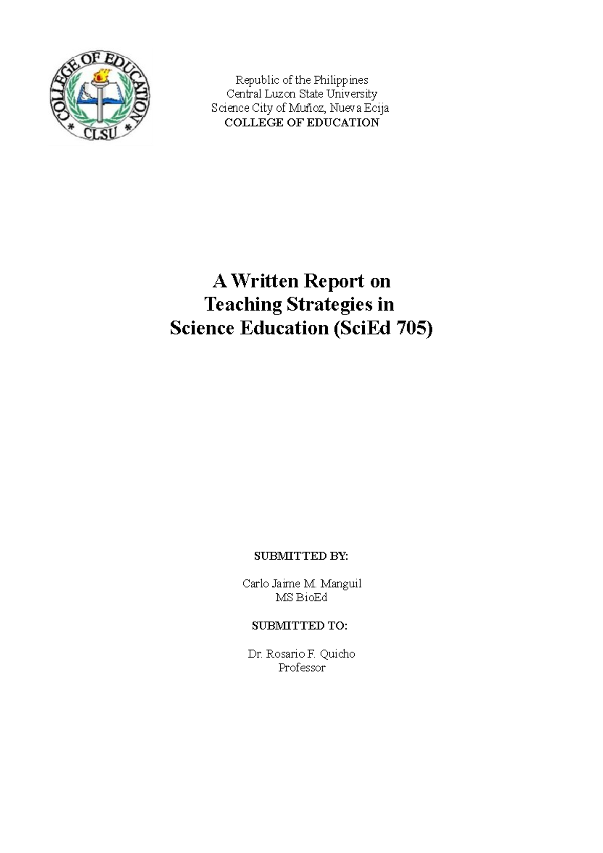 Eduwritten report - This is a sample of written works in professional ...