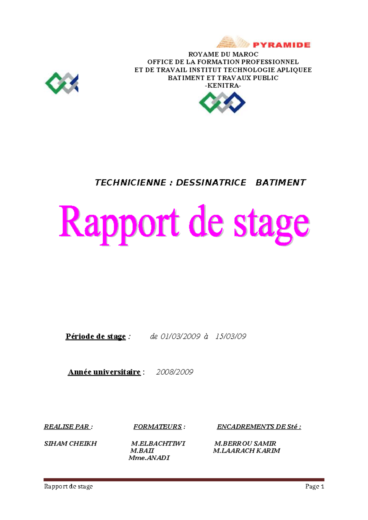 Rapport de Stage BTP 199074312 : Bureau d'Étude Technique et Dessin ...