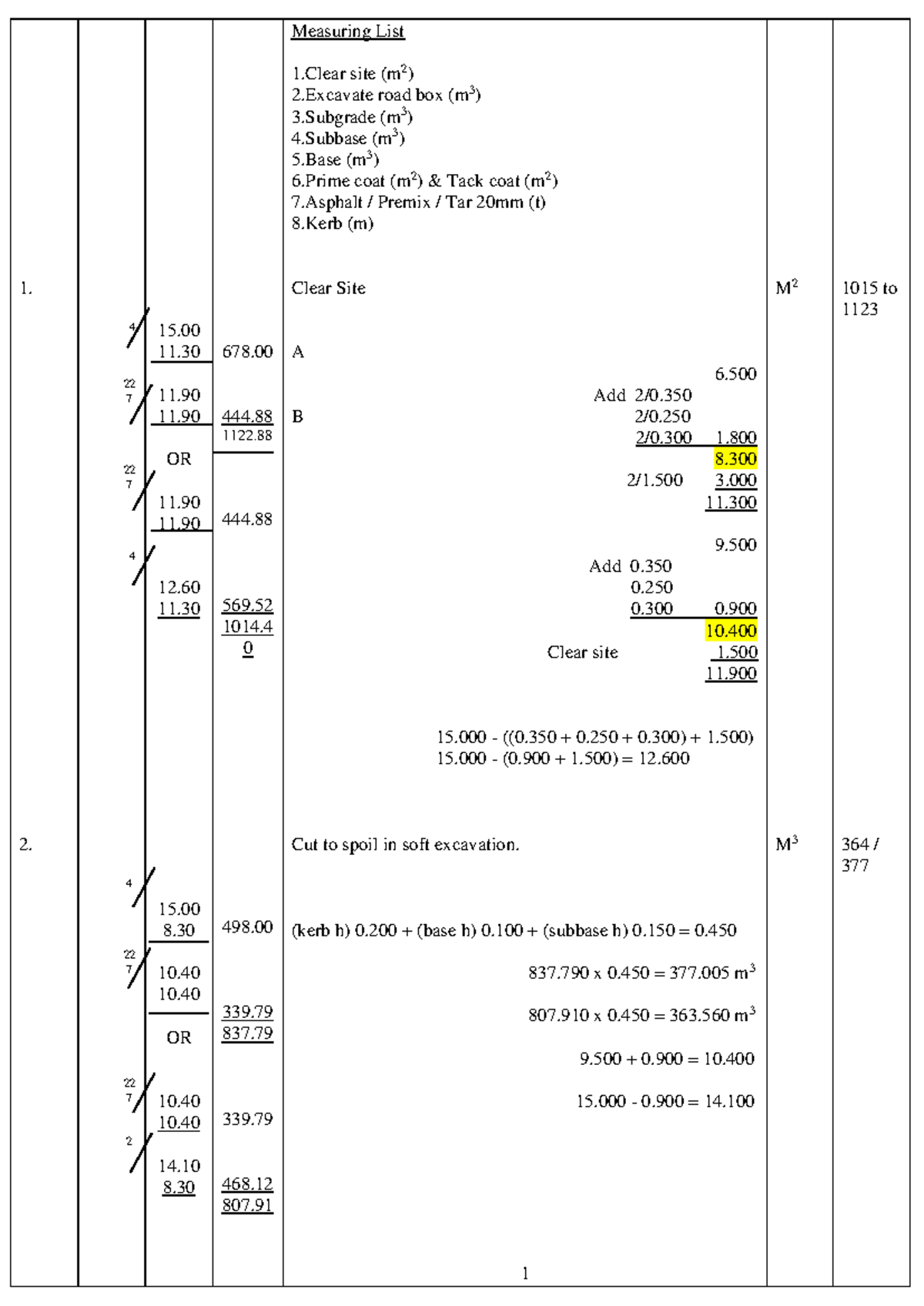 3 SOQ Practice: Measurement and Calculation of Construction Materials ...