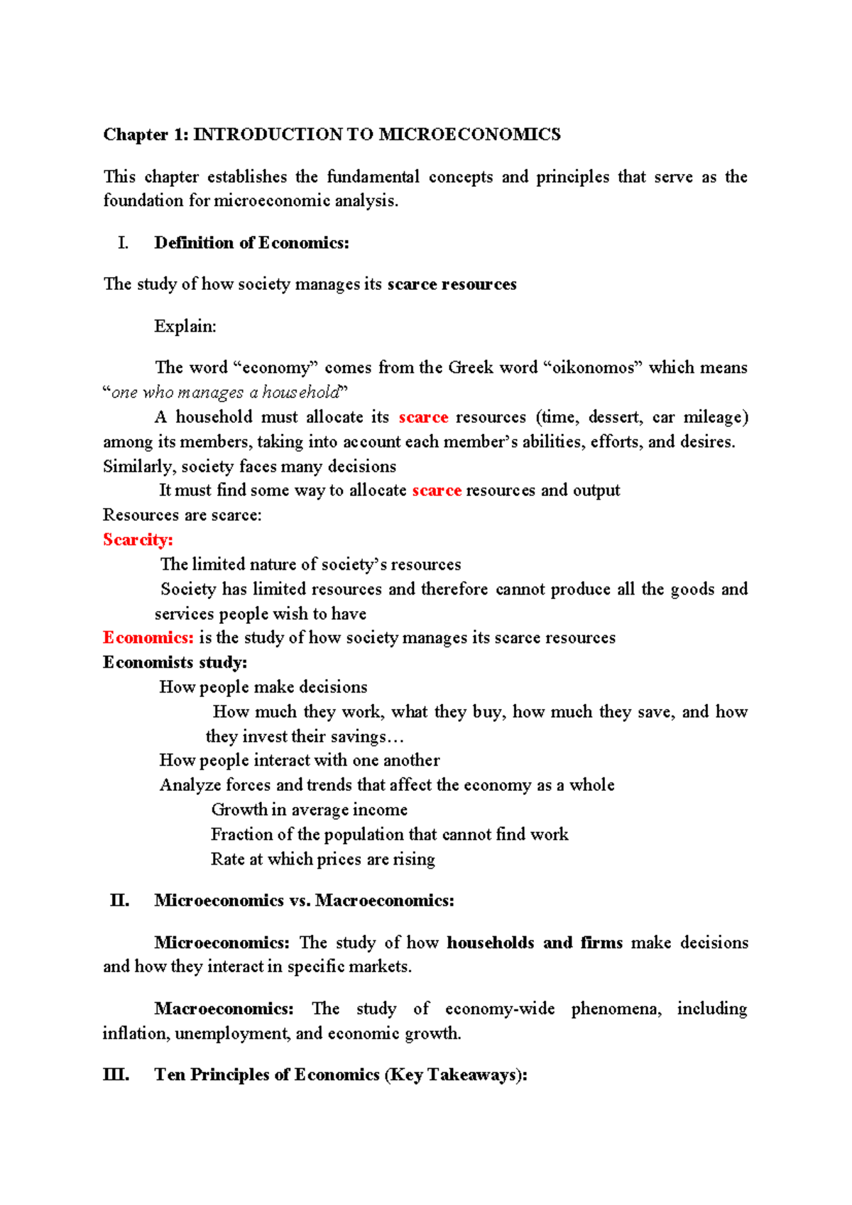 Chapter 1: Introduction to Microeconomics (ECON 101) - Studocu
