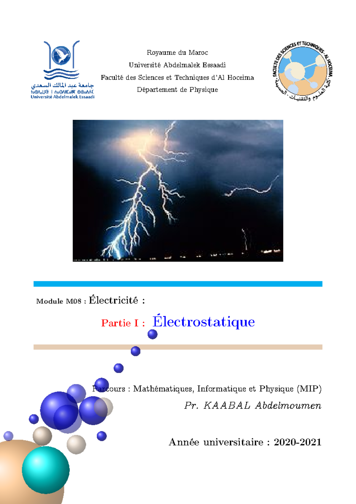 Résumé de Cours d'Électricité MIP-S2: Électrostatique 2020 - Studocu