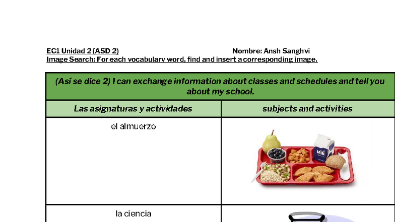EC1 Unidad 2 (ASD 2) Vocabulary Image Search Activity - Studocu