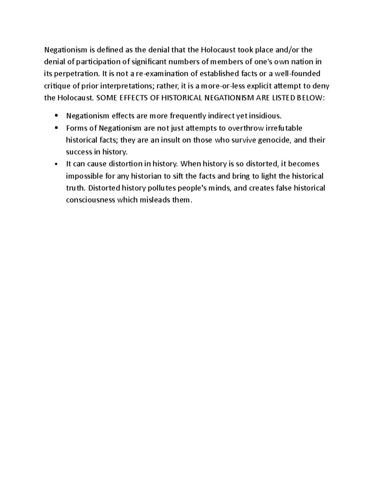 Negationism - negotionism - Negationism is defined as the denial that ...
