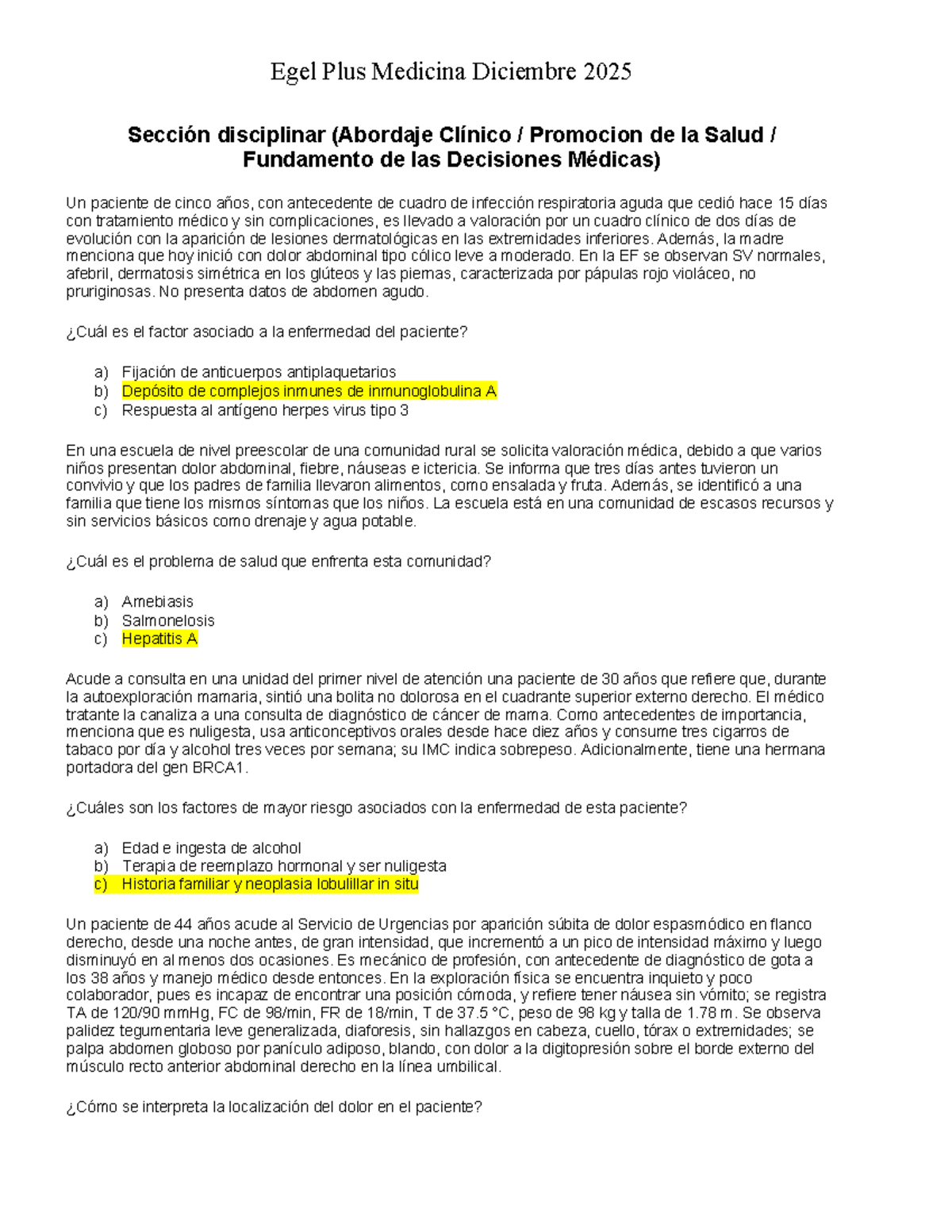 Repaso Egel Plus Medicina Diciembre 2025: Abordaje Clínico y Salud Pública - Document Preview