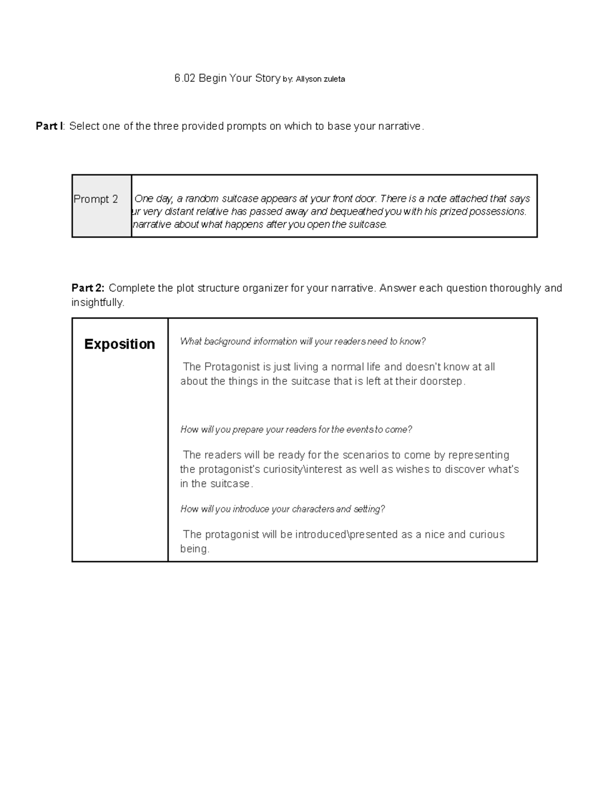 6.02 Language Arts: Narrative Structure for "Begin Your Story" - Studocu