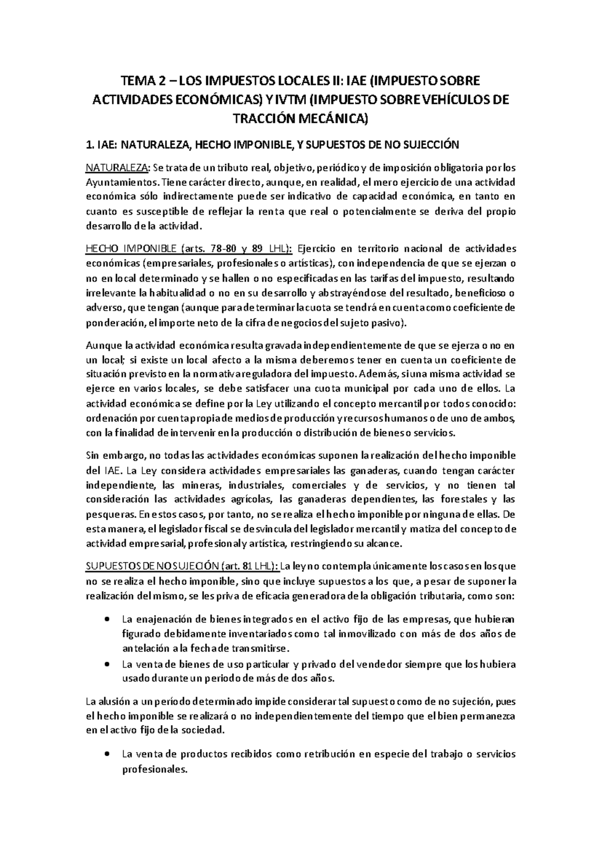 Tema 2 - IAE e IVTM: Impuestos Locales II - Apuntes de Cordero 2022 ...