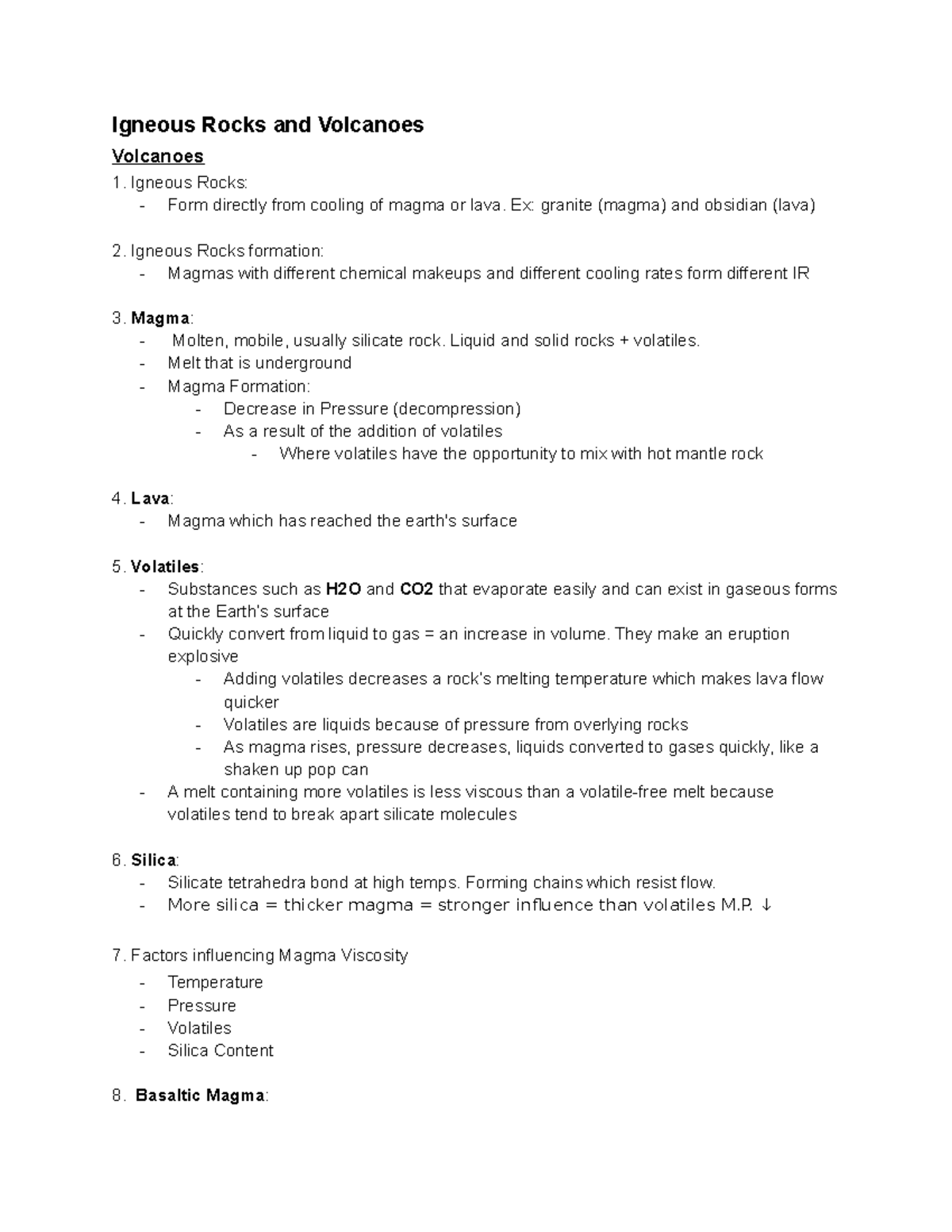 SG Notes exam 2 - Igneous Rocks and Volcanoes Volcanoes 1. Igneous ...