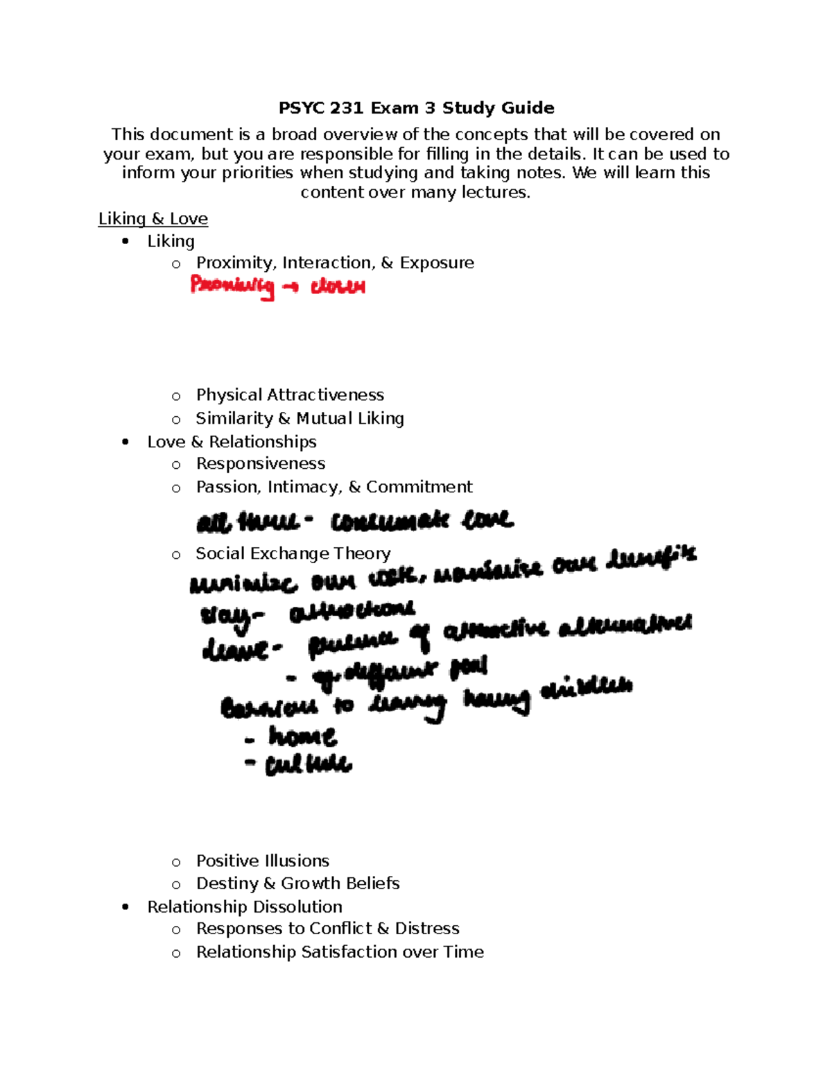 PSYC 231 Exam 3 Comprehensive Study Guide - Studocu