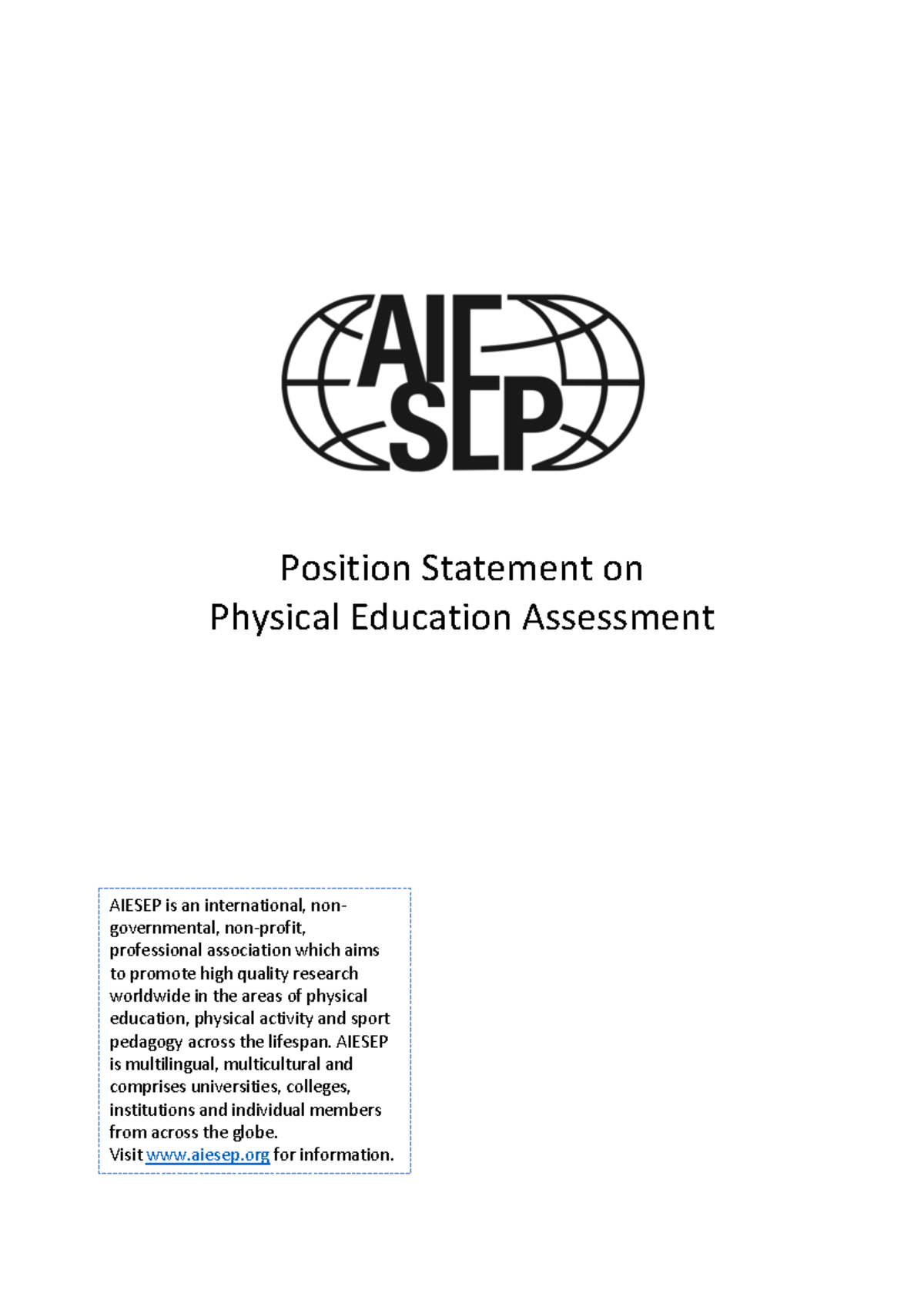 Aiesep Position Statement on PE Assessment Final 1 - Position Statement ...