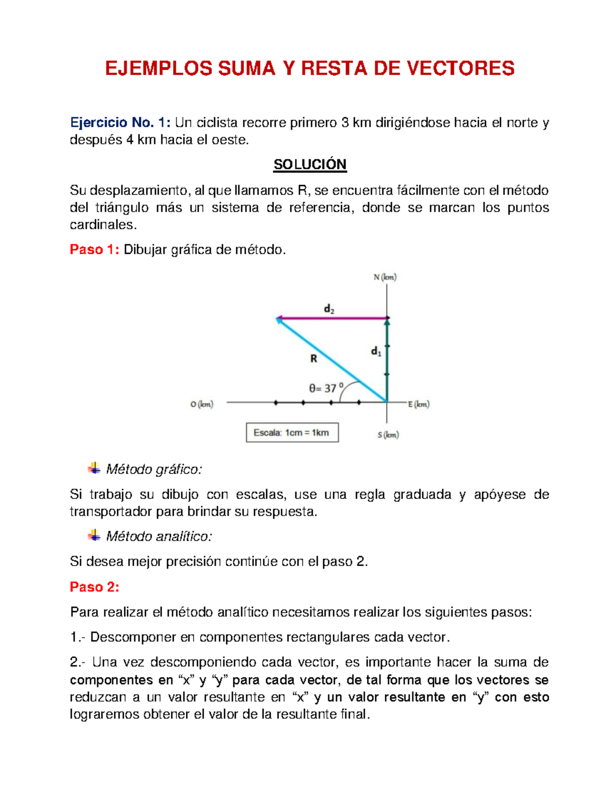 Ejemplos de suma y resta de vectores - EJEMPLOS SUMA Y RESTA DE ...