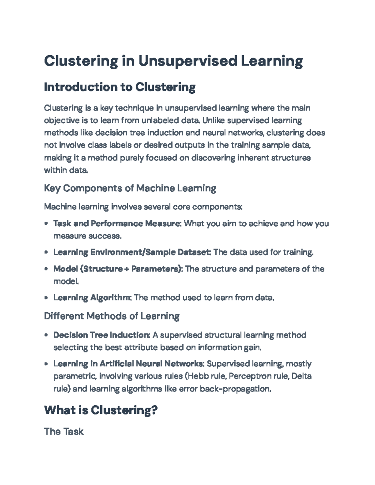 Clustering Techniques in Unsupervised Learning: Key Concepts and ...