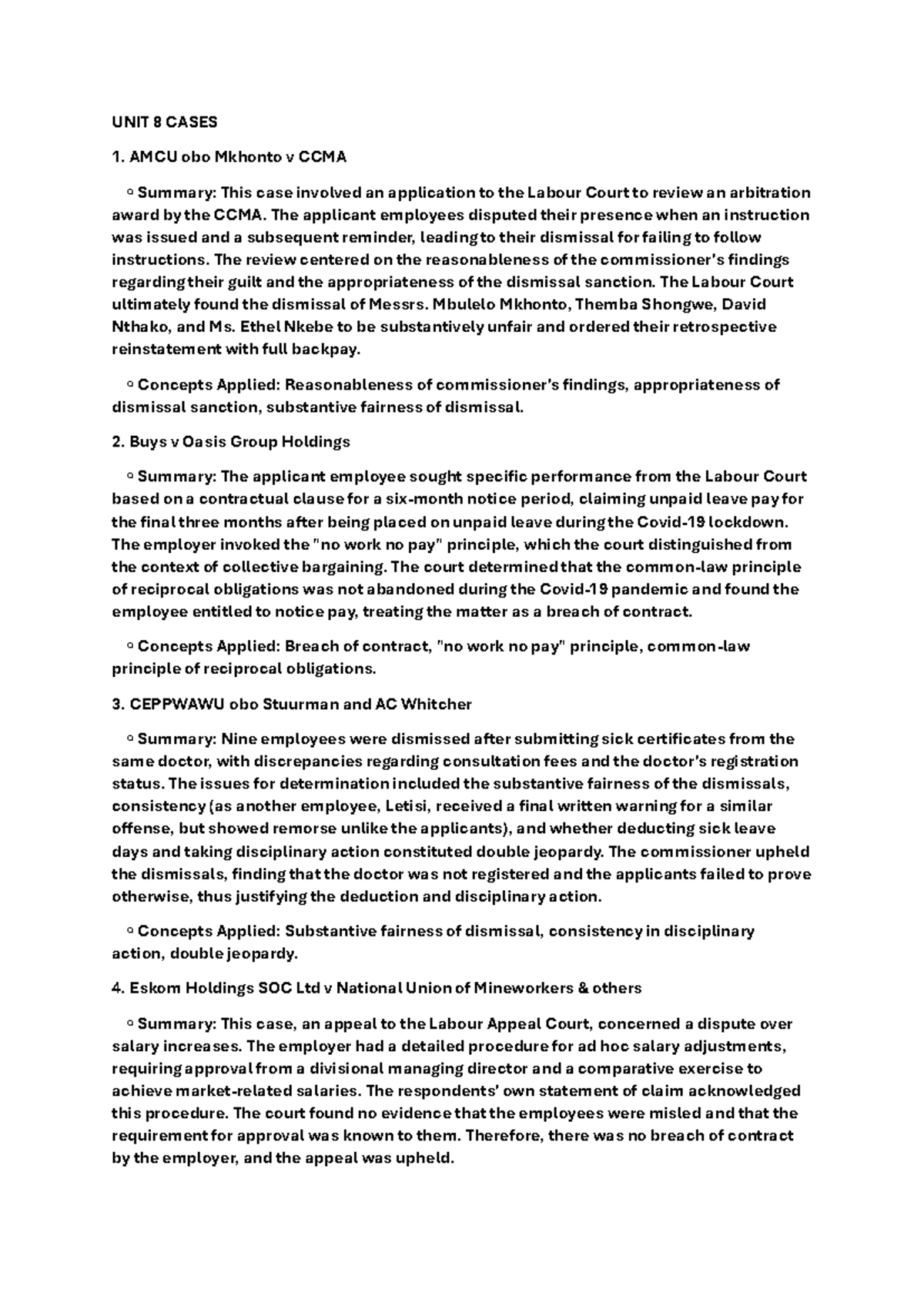 LLAB 8 & 9 CASES: Key Legal Principles and Summaries - Studocu