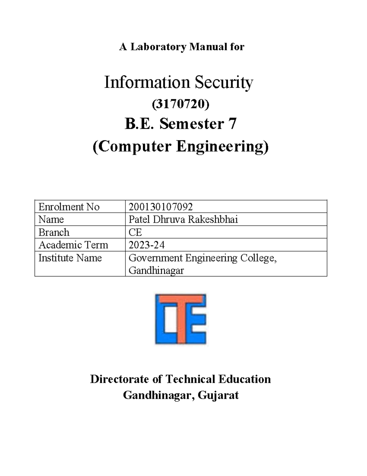 Information Security Practicals Lab Manual (3170720) for Semester 7 -  Studocu