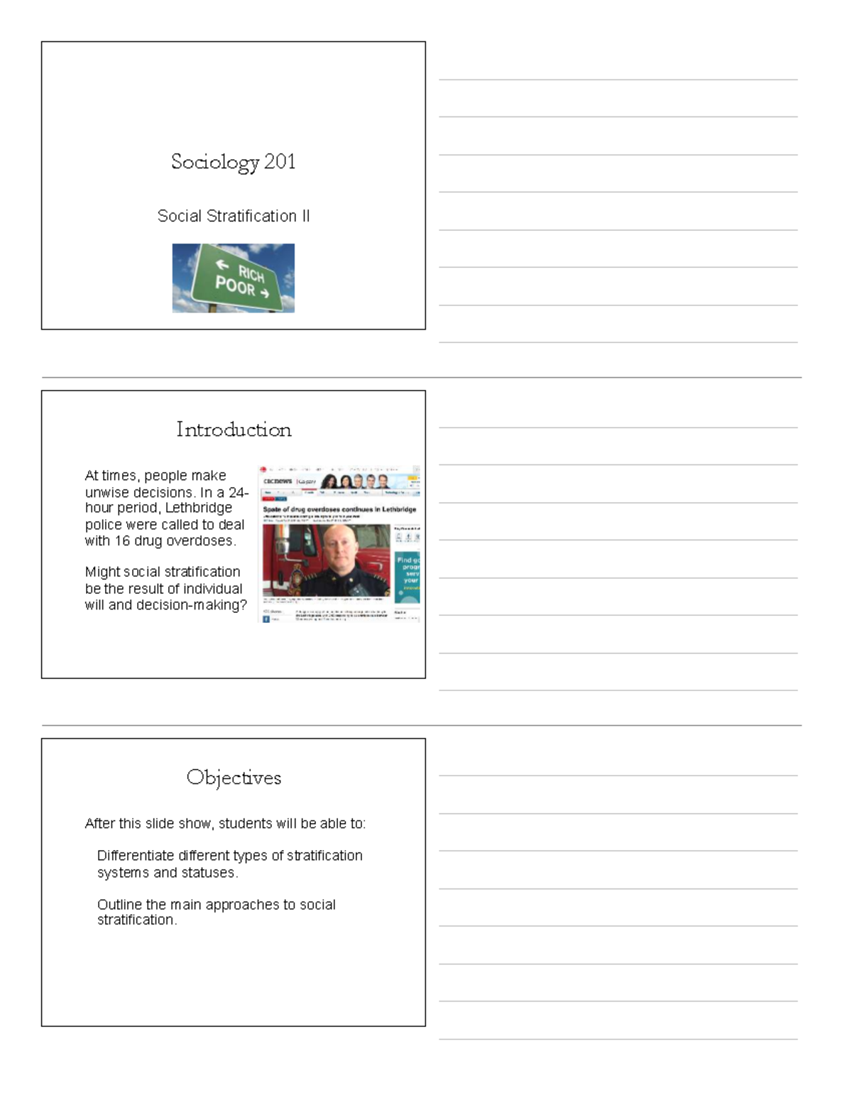 SOCI 201 Social Stratification II: Understanding Inequality and Class ...