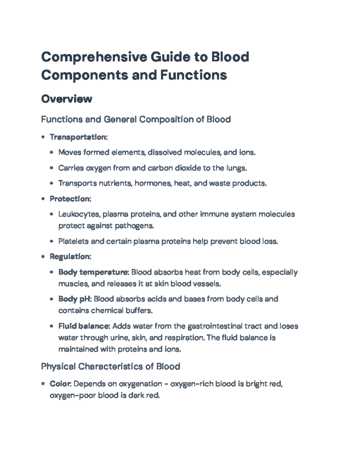 Comprehensive Overview of Blood: Functions, Components, and Disorders ...