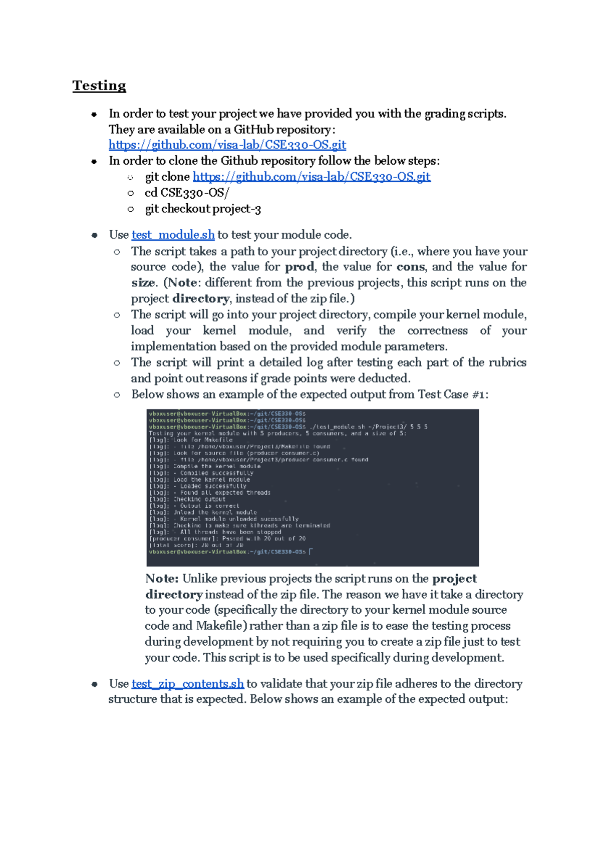 Project 3 Submission and Testing Guideline - Testing In order to test ...