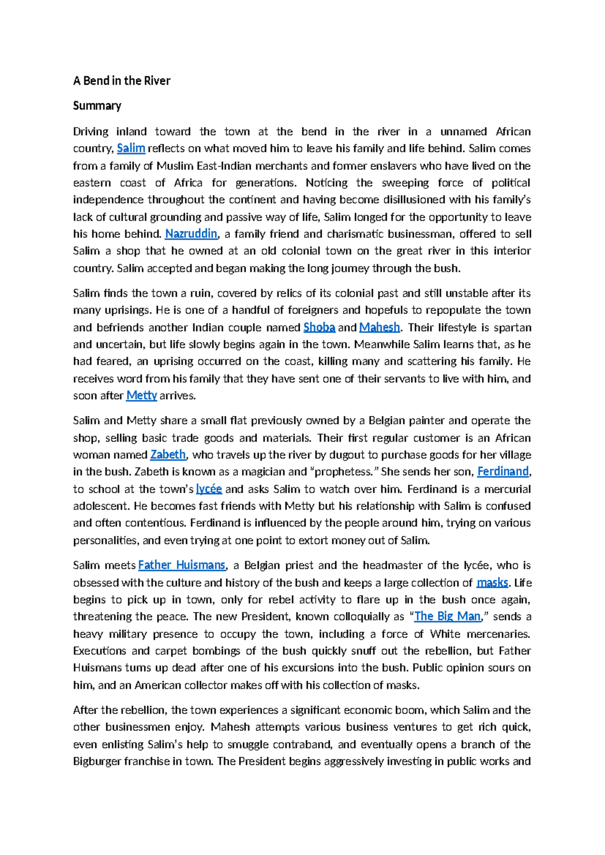 A Bend in the River: Exploring Identity and Politics in Postcolonial ...