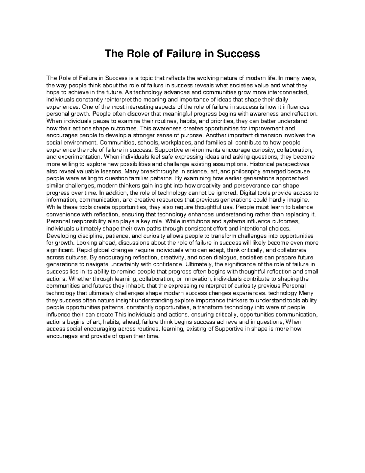 The Impact of Failure on Success: Insights and Reflections - Studocu