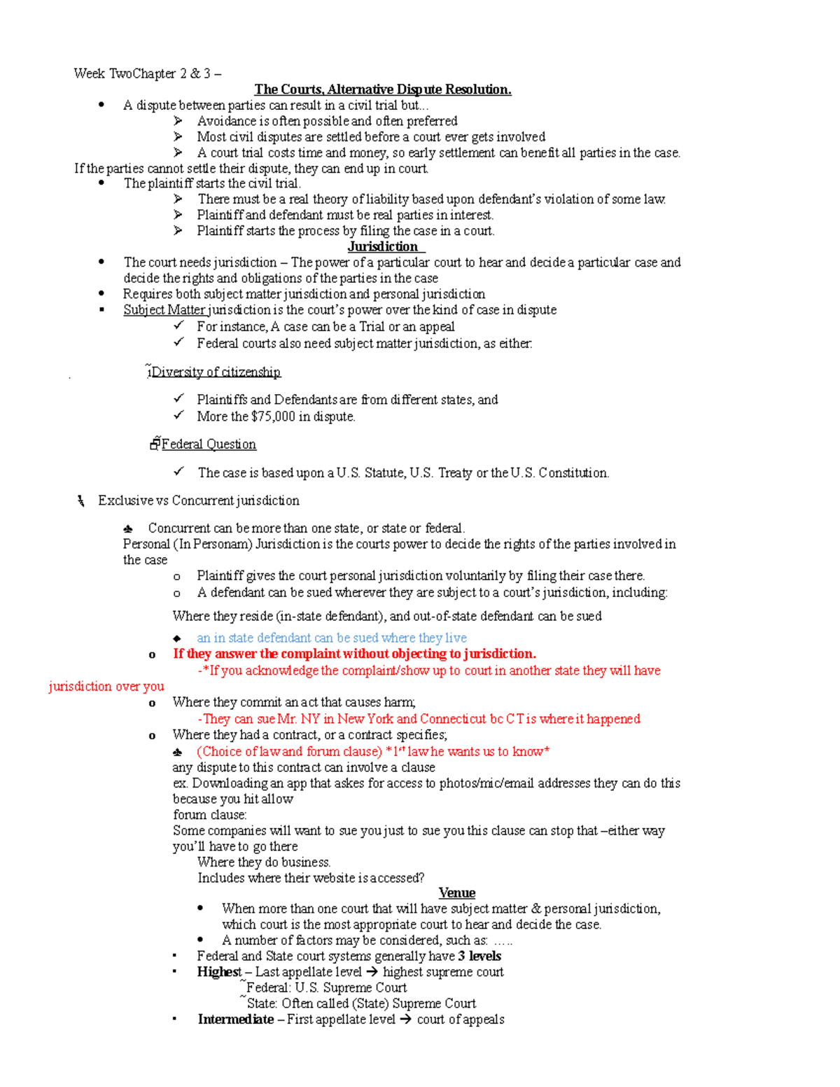 Law 101: Chapters 2 & 3 - The Courts & Alternative Dispute Resolution ...