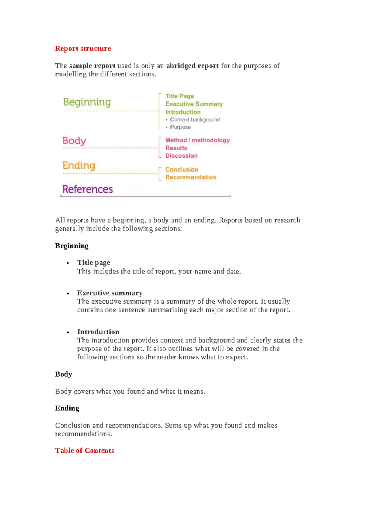 Report Structure Guide for Research Reports - Studocu