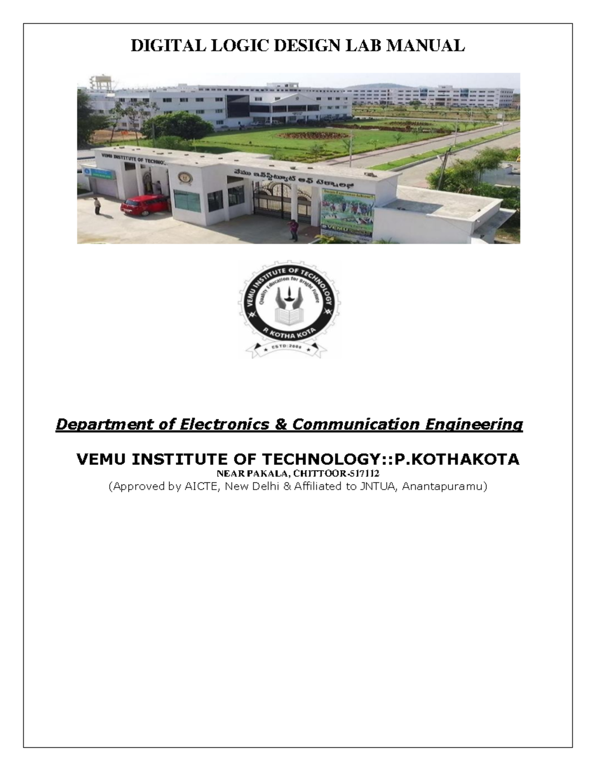 DLD Lab Manual for II B I Sem (20A04 30 3P) - Digital Logic Design ...