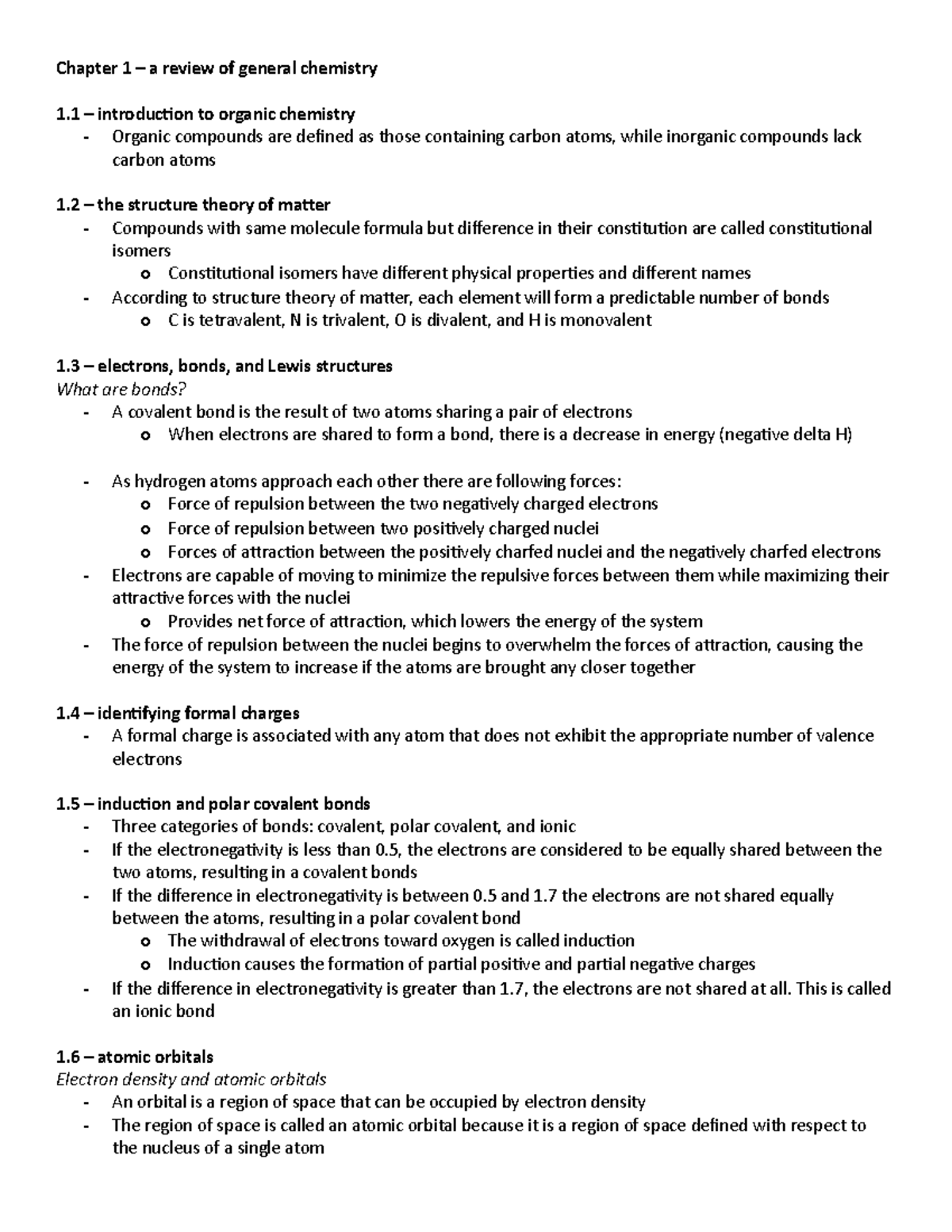 Lecture Notes for Chemistry 2213: Chapter 1 Overview and Key Concepts ...