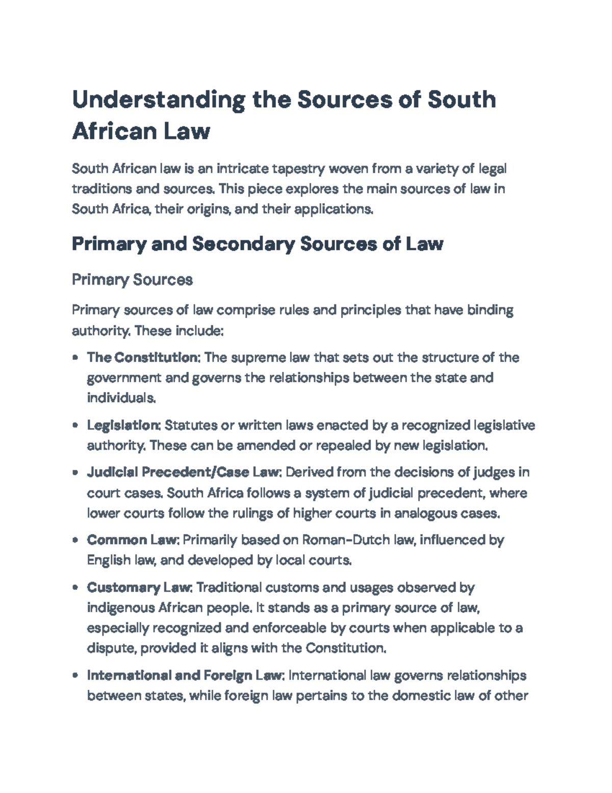 Understanding the Sources of South African Law: An Insightful Overview ...