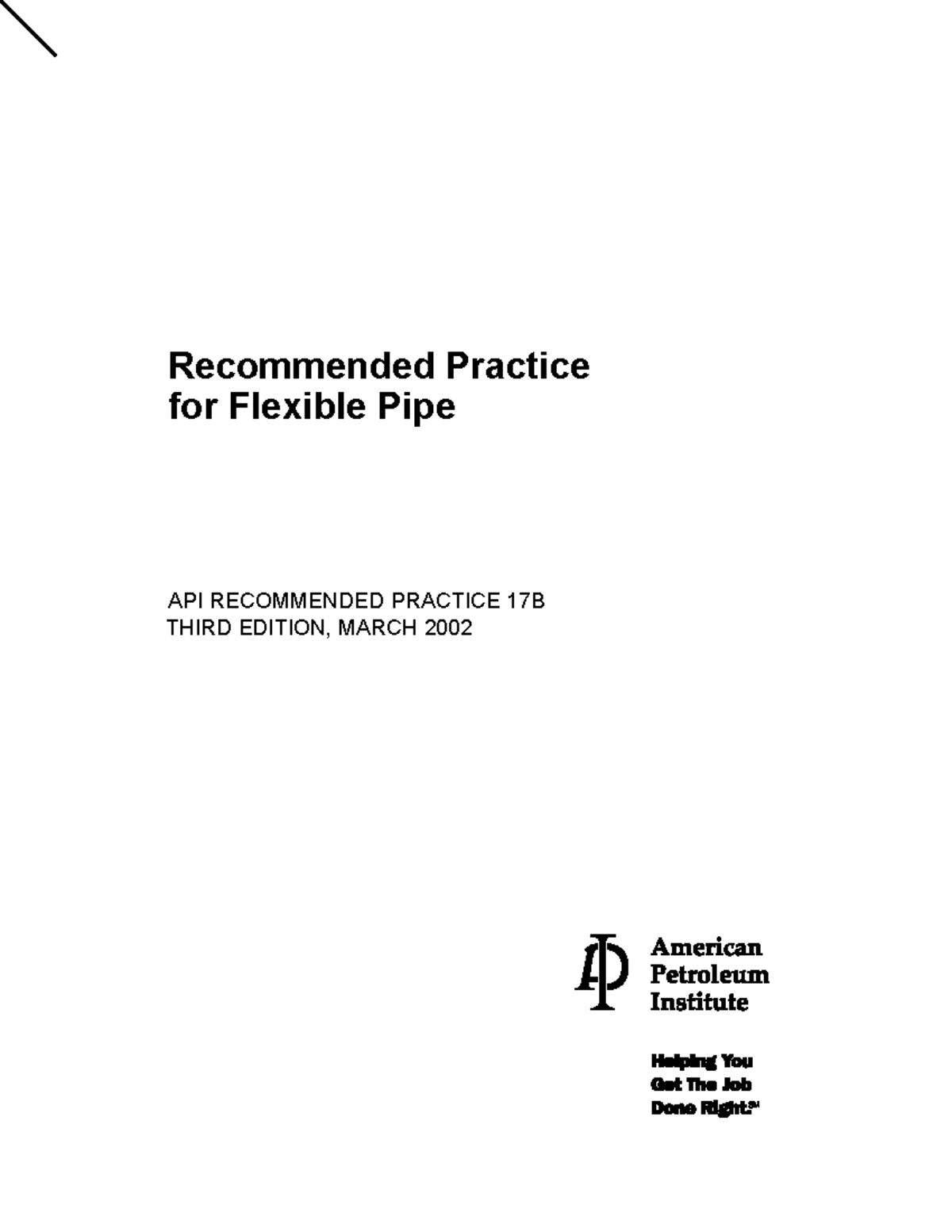 API RP 17B: Recommended Practice for Flexible Pipe (3rd Ed, 2002) - Studocu
