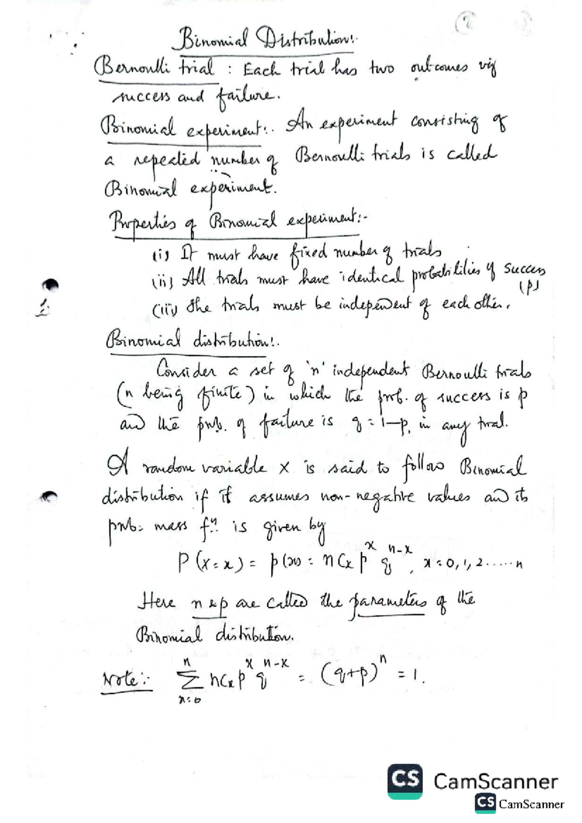 Unit II Distributions: Binomial and Poisson Trials Analysis - Studocu