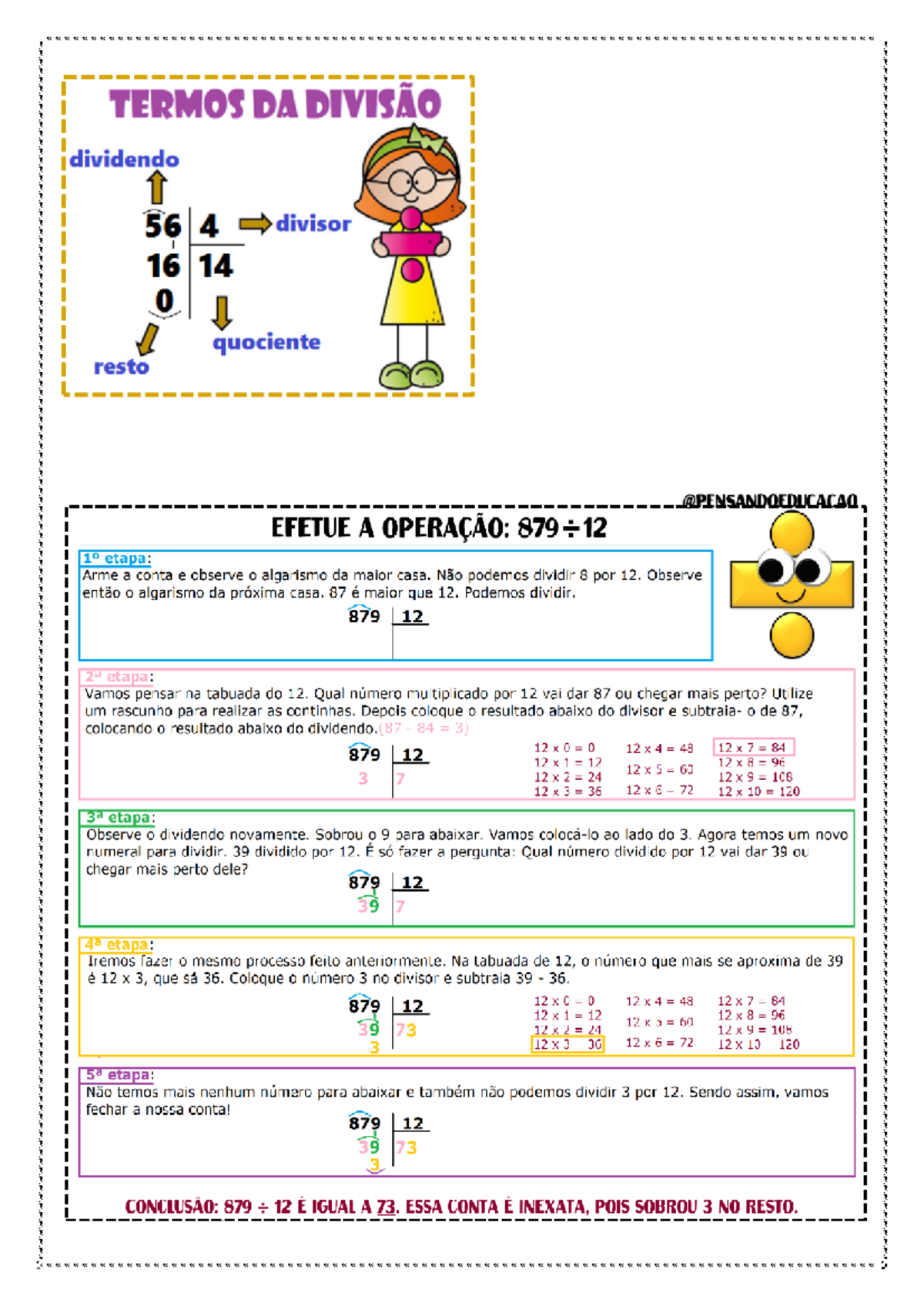 Mat - Atividade sobre as Quatro Operações Matemáticas - Studocu