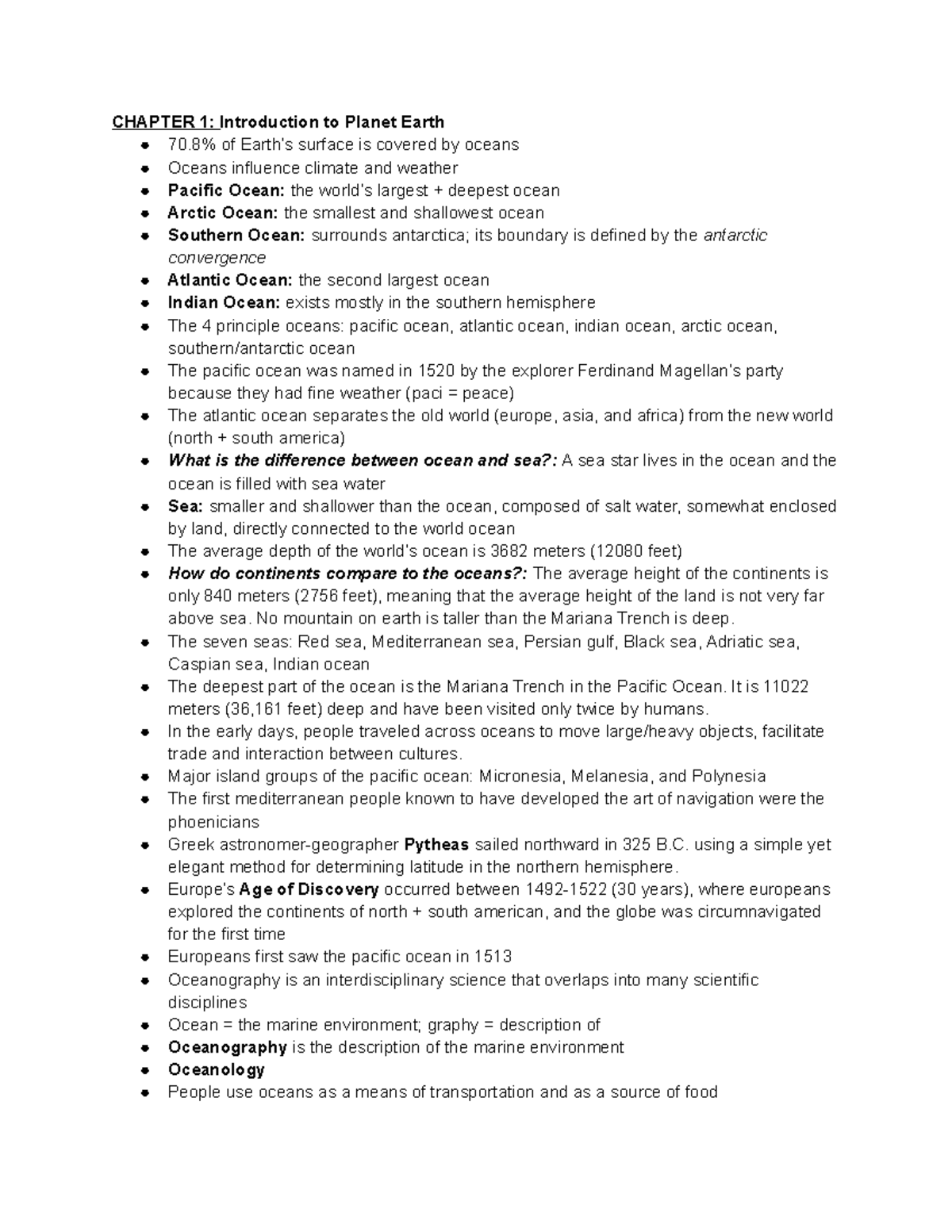 Oceanography CH 1 & 2: Overview of Earth & Plate Tectonics Concepts ...