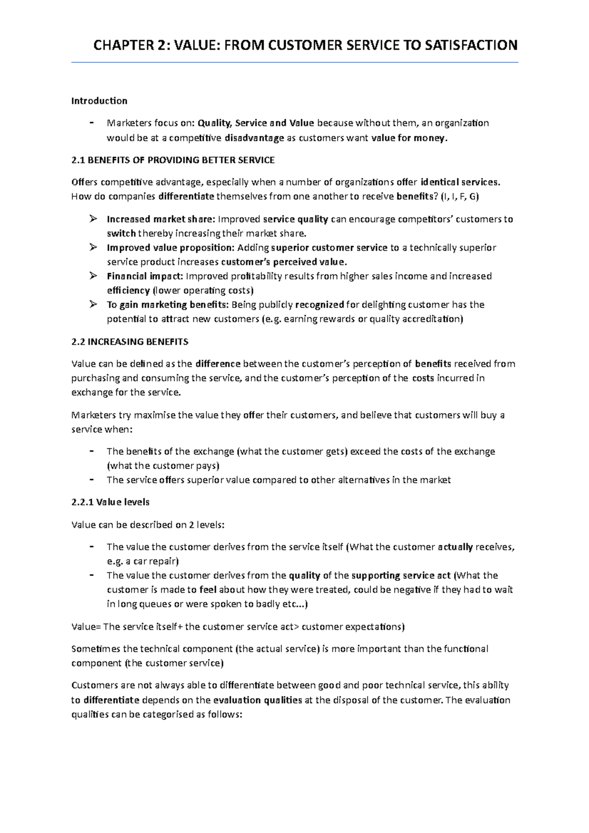 CH 2 - Chapter summary highlighting key notes and important information ...