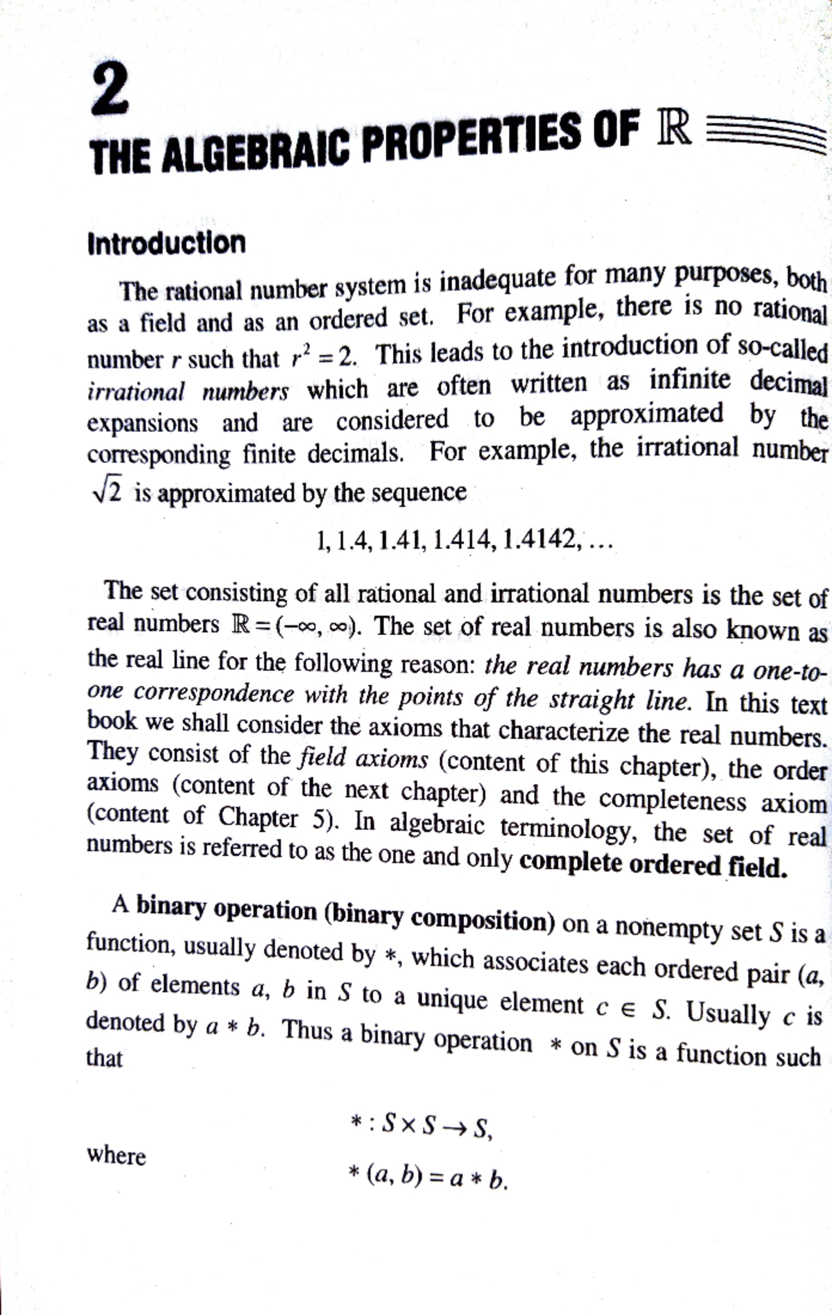 Algebraic Properties of R: Key Concepts and Theorems (MATH101) - Studocu